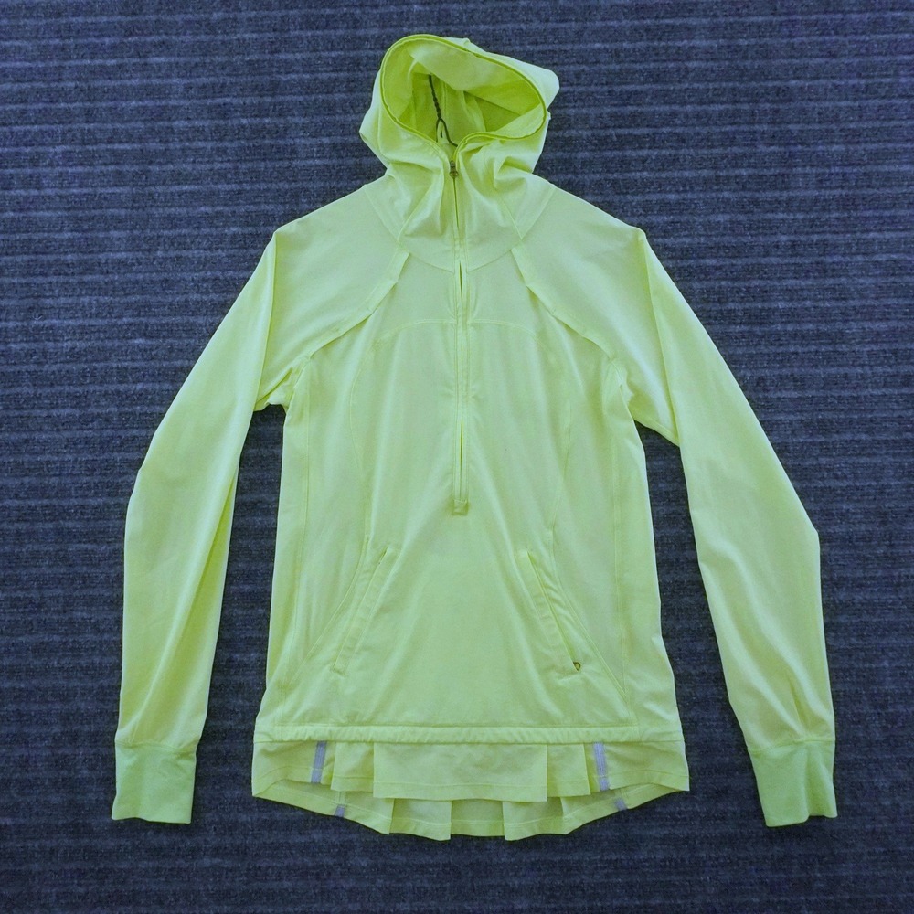 Lululemon Lightened Up Half Zip Hoodie 4 Neon Lime Green Reflective Pullover
